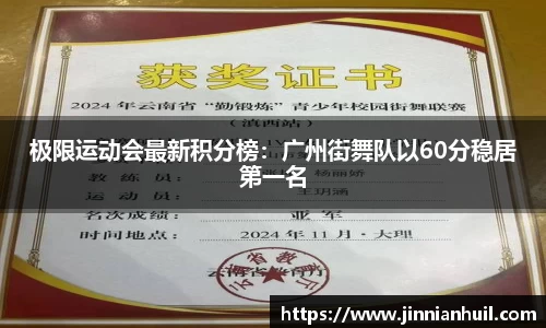 极限运动会最新积分榜：广州街舞队以60分稳居第一名